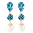 thumbnail image 2 of Galaxy Gold 14k Yellow Gold Chandelier Earrings with Blue Topaz and Freshwater-cultured Pearl, 2 of 3