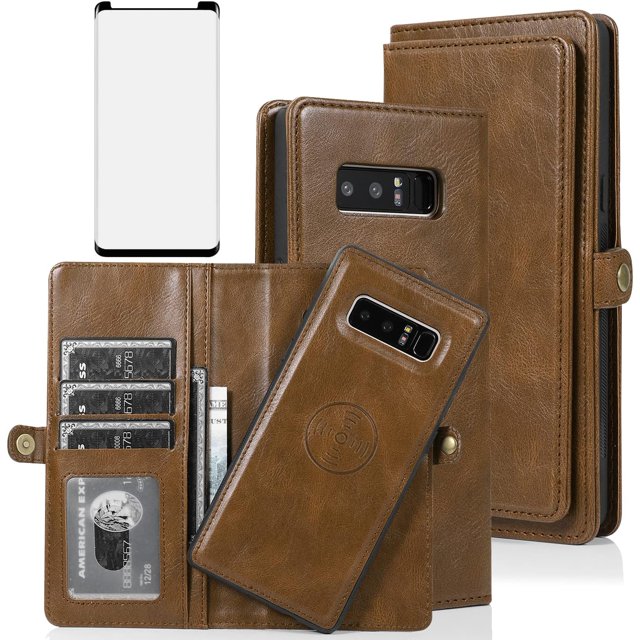 MYKOMI Phone Case for Samsung Galaxy Note 8 Wallet Detachable Cover with HD Screen Protector and Flip Credit Card Holder Cell Accessories Glaxay Note8 Not S8 Galaxies Gaxaly Women