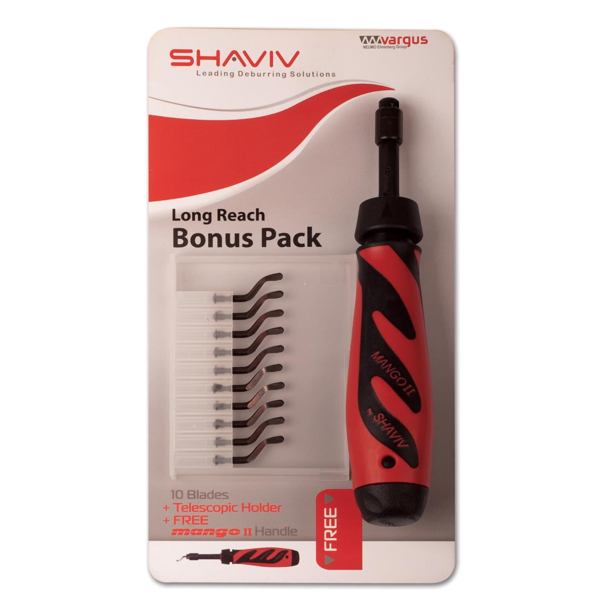 Shaviv 29252 Bonus Pack Deburring Tool Kit for Long Reach Work with Mango II Handle