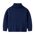 thumbnail image 4 of BLVB Toddler Baby Boys Girls Turtleneck Sweaters Cable Knit Kids Fall Winter Soft Warm Sweater Pullover Jumper Tops(Navy,12-18 Months), 4 of 8