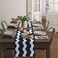 thumbnail image 3 of Navy Blue Ripple Waves Table Runner Home Wedding Decor Table Flag Mat Table Centerpieces Decoration Party Dining Long Tablecloth, 3 of 6