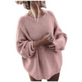 thumbnail image 2 of Qetyuw Sweaters for Women Oversized Batwing Sleeve Sweater Crew Neck Solid Color Jumpers Chunky Knit Pullover, 2 of 6