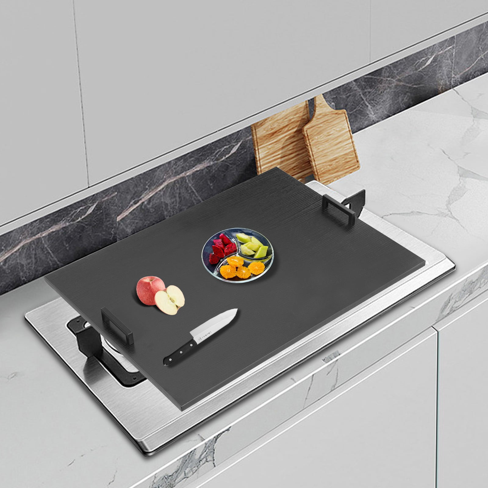 29*21*0.5 Modern Exquisite Appearance Rectangle Black Stove Top Cover With Handles for Cooktop Board