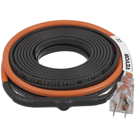 VEVOR Self-Regulating Pipe Heating Cable, 30-feet 5W/ft Heat Tape for Pipes Freeze Protection, Protects PVC Hose, Metal and Plastic Pipe from Freezing, 120V