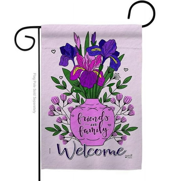 Angeleno Heritage G135494-BO Welcome Irises Floral Double-Sided Decorative Garden Flag, Multi Color