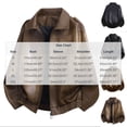 thumbnail image 2 of Atkumj Leather Jacket Men with Pockets Fashion Lapel Full Zip Bomber Jacket Casual Loose Solid Color Rain Coat Mens for City Walking XL, 2 of 8