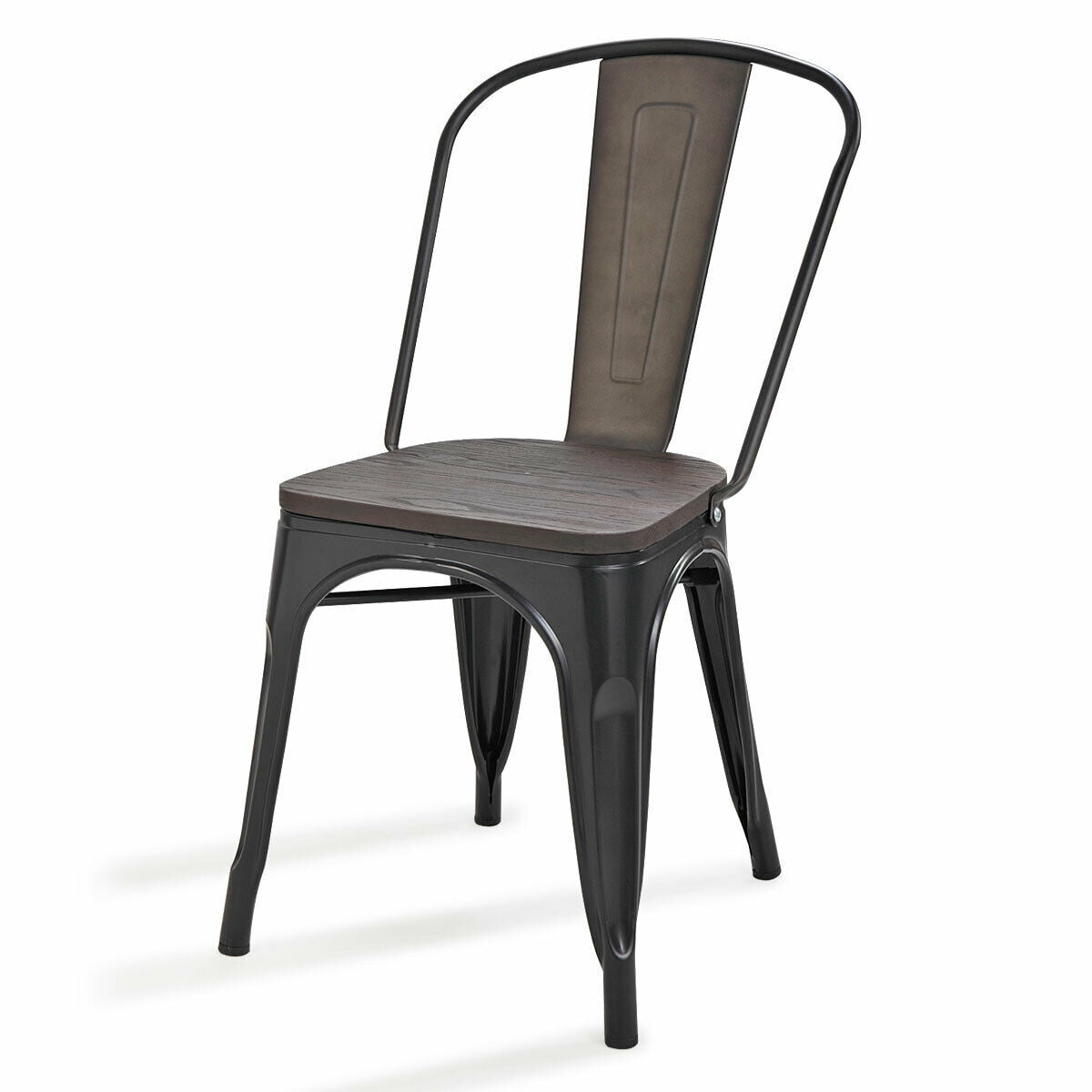 Kepooman Industrial Metal Dining Chair Set of 4, Stacking Lounge Bar Chair - Dim Gray Kepooman Industrial Metal Dining Chair Set of 4, Stacking Lounge Bar Chair - Dim Gray