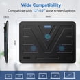 thumbnail image 3 of TECKNET BASICS Laptop Cooling Pad, Portable Slim Quiet USB Powered, with 3 Blue LED Fans, Fits 12''-17'' Laptop, Black, 3 of 8