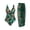 Green Flower Print, variant on Women's Tropical Print One Piece Swimsuit with Cover up Beach Skirt Sarong Two Piece Floral Printed V Neck Tummy Control High Cut Monokini Swimsuit Bathing Suit Women's Swimwear & Clothing