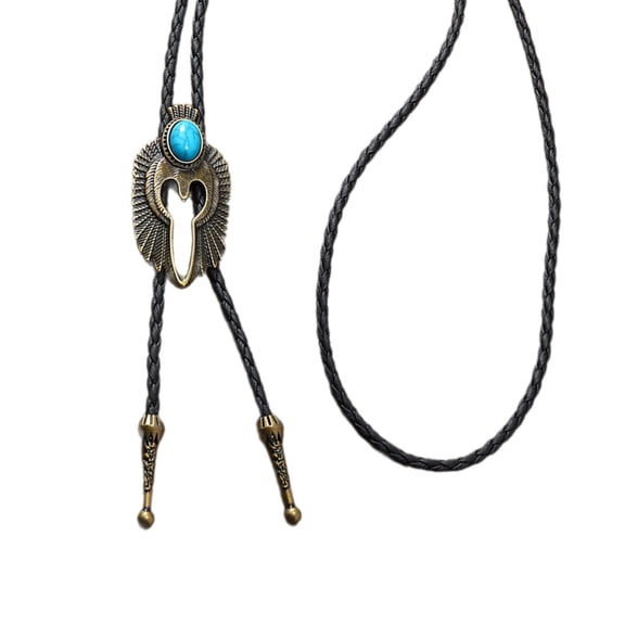 SIEYIO Men Bolo Tie Metal Eagle Bird Stone Cowboy Hat Western Necklace Costume Accessory