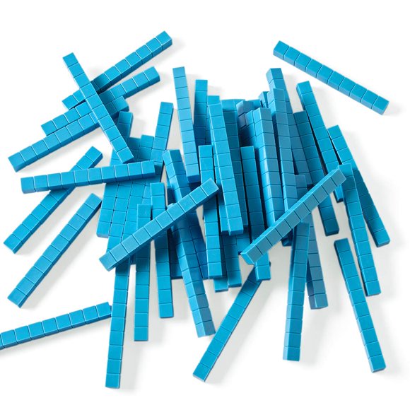 hand2mind Blue Plastic Base Ten Blocks, Rods Set, Place Value Blocks, Counting Cubes for Kids Math, Base 10 Math Manipulatives for Kids, Kindergarten Homeschool Supplies (Set of 50)