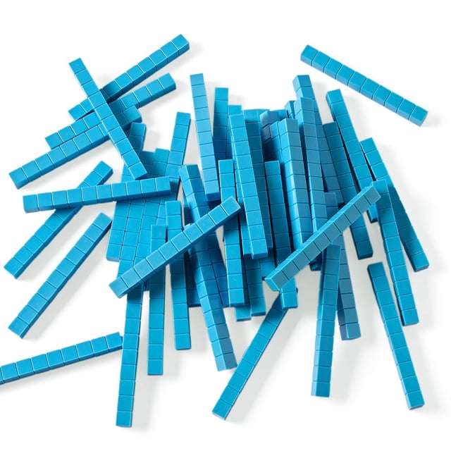 hand2mind Blue Plastic Base Ten Blocks, Rods Set, Place Value Blocks, Counting Cubes for Kids Math, Base 10 Math Manipulatives for Kids, Kindergarten Homeschool Supplies (Set of 50)