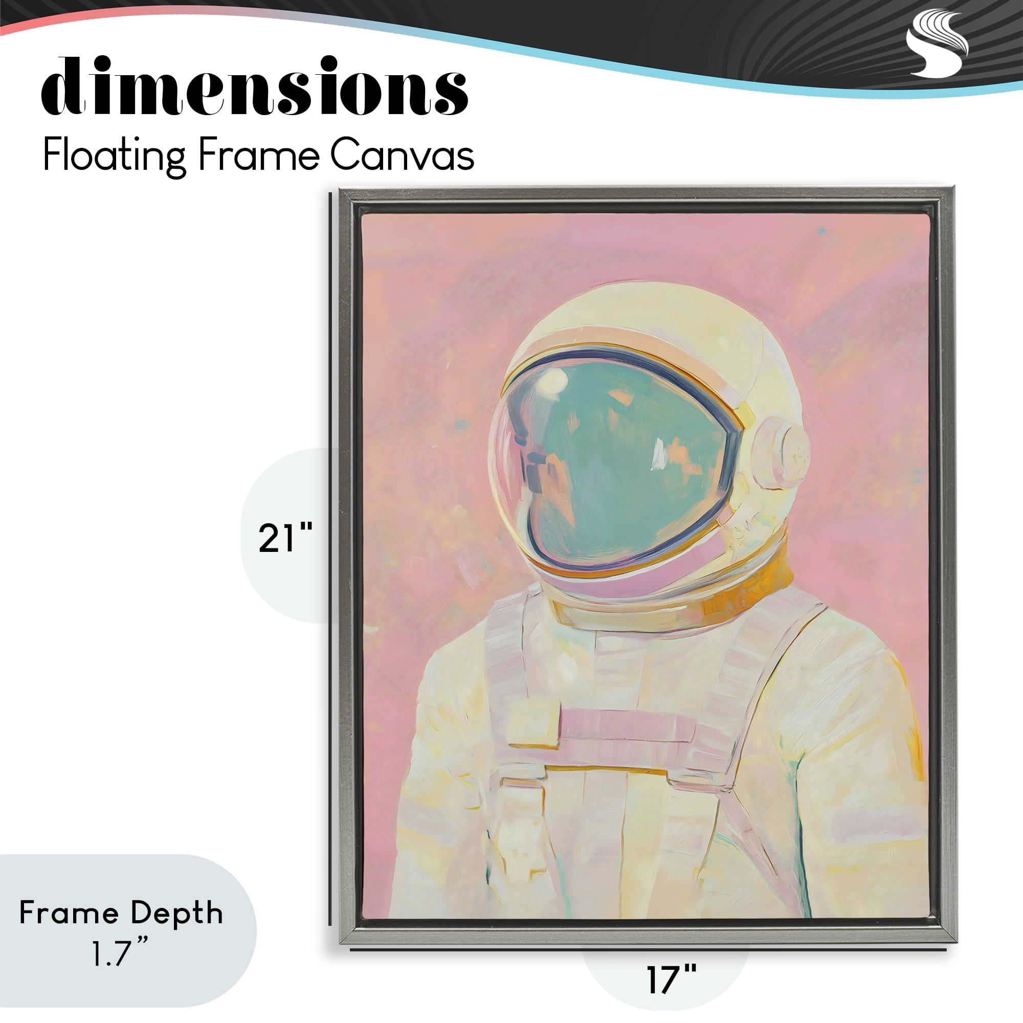 Stupell Industries Astronaut Portrait in Pink Dream Gray Framed Floater Canvas Wall Art, design by The Prints Vibe
