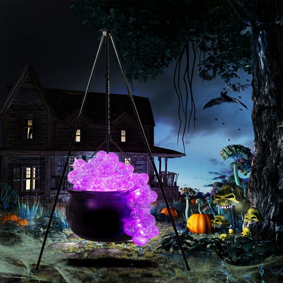 Halloween Decorations Indoor DIY Bubbling Cauldron Set - Black Plastic Bowl Hocus Pocus Party Decoration - Spooky Vintage Decor for Home Kitchen Room Party Table, with Bracket