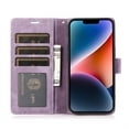 thumbnail image 2 of Allytech Wallet Flip Case for iPhone 15 Plus with Orchid Butterflies Embossed Pattern, Premium PU Leather Kickstand Magnetic Clasp Shockproof Case with Card Holder & Wrist Strap, Purple, 2 of 8