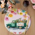 thumbnail image 3 of Spring Floral Round 13 Inch Placemats Set of 6, Farmhosue Truck Oil Painting Flowers Pink Ombre HeatResistant Non Slip Place Mats for Dining Table, Wipeable Kitchen Table Mats for Housewarming, 3 of 9