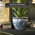 thumbnail image 5 of Red Lantern Large 18" Dragon Blue & White Porcelain Fishbowl Planter, 5 of 7