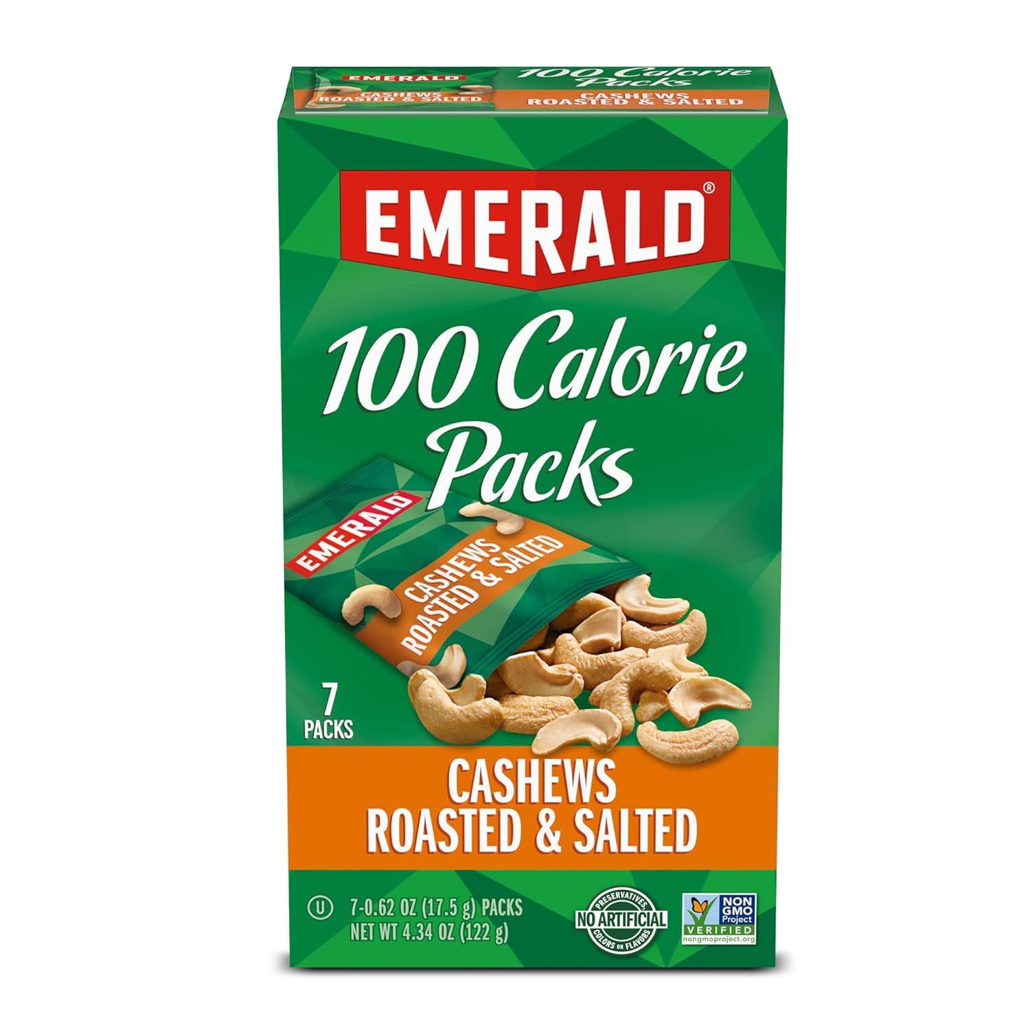 Emerald Nuts Cashews & Almonds with Dried Cranberries 5.83 Oz + Roasted & Salted Cashews 5.34 Oz Variety Pack