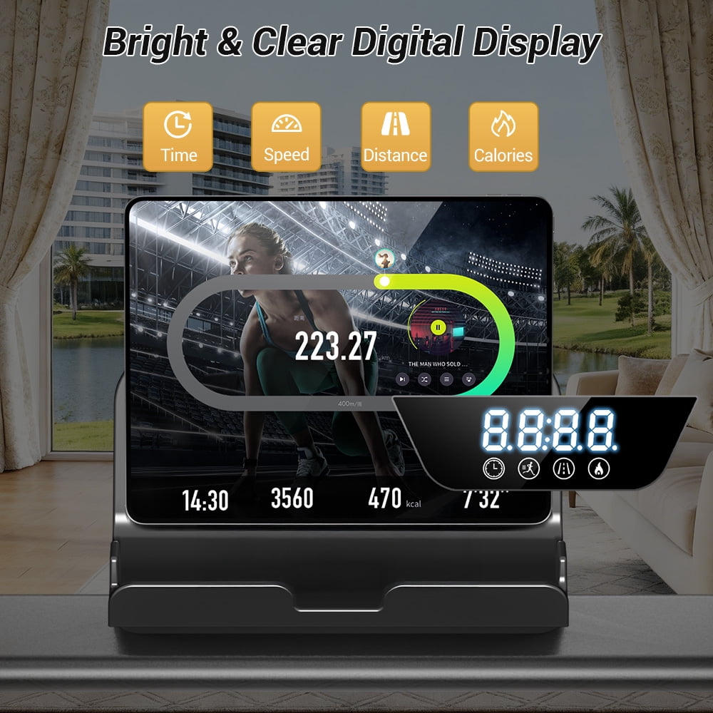 LEZEE 3-in-1 Folding Treadmill for Home and Office, 300 lbs Weight Capacity with LED Display & Remote Control