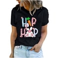 thumbnail image 2 of EGNMCR Chemise de Pâques pour Femmes Imprimé de Pâques T-shirt Col Rond Mode et Confortable Haut Manches Courtes Col Rond T-Shirts pour Femmes, 2 of 7