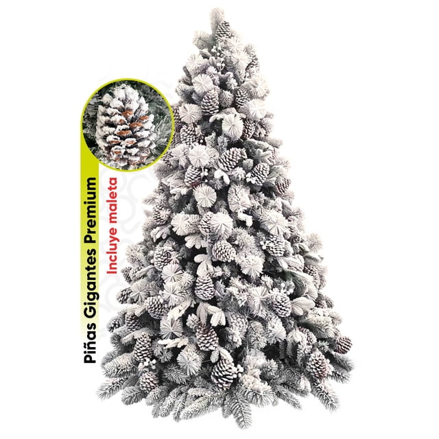 Árbol de Navidad Nevado Artego 2.20m Premium Pino Artificial Frondoso incluye maleta