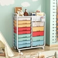 thumbnail image 5 of BEHERZT 14 Drawer Rolling Cart with Tabletop & DIY Pegboard, Storage Cart with Wheels, Organizers Utility Cart, Rainbow, 5 of 6