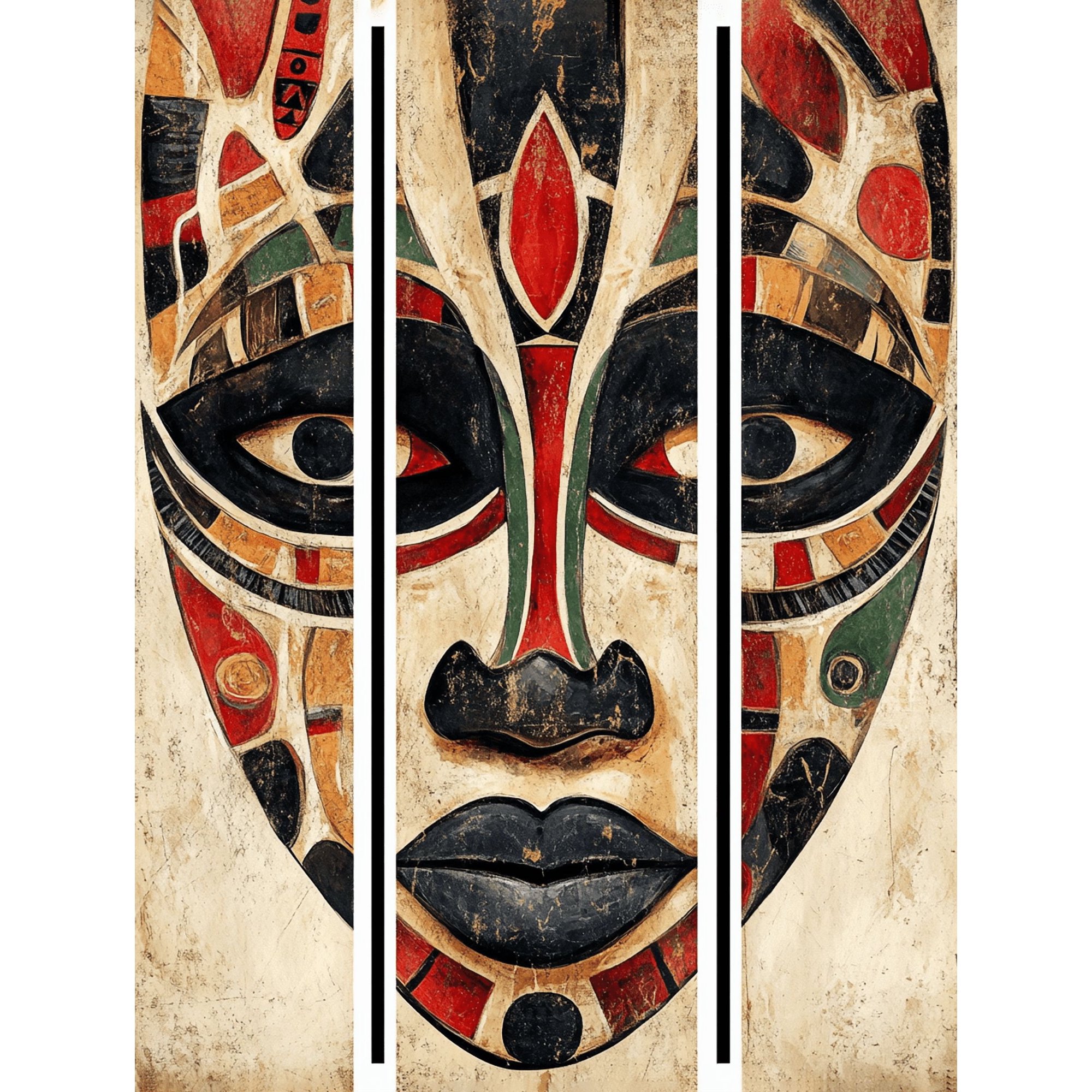 Abstract Mask Decorative Painting/Canvas Art, Suitable for Living Room, Bedroom, Office, Hotel,Colorful Wall Art, Unique Design Prints.