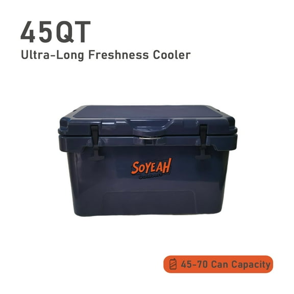 45QT Rotomolded Cooler with Food-Grade Liner & Dual-Purpose Hot & Cold for Family Camping Trip/Holiday Potluck (Navy Blue)
