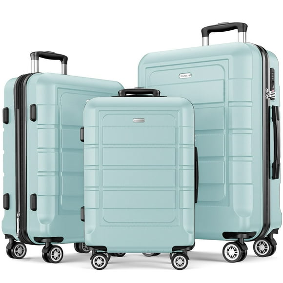 Set de equipaje SHOWKOO expandible de policarbonato y ABS con cierre TSA, color verde menta