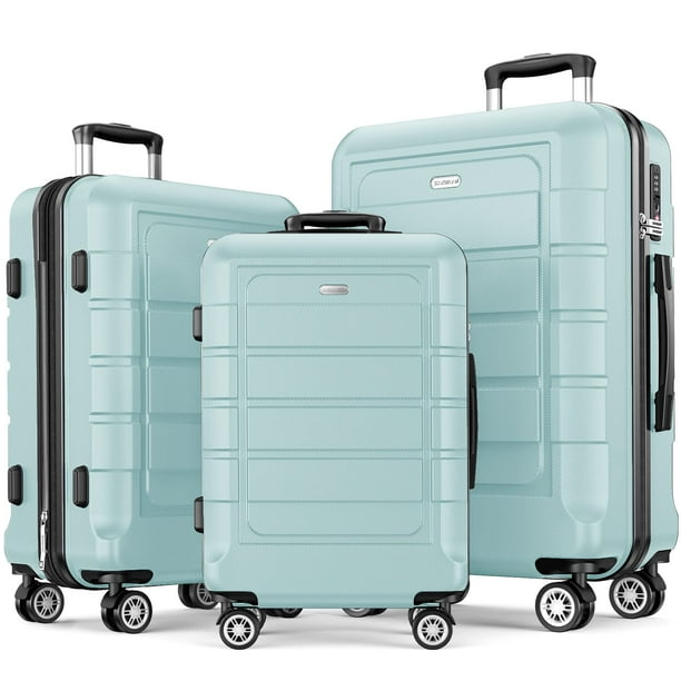 Set de equipaje SHOWKOO expandible de policarbonato y ABS con cierre TSA, color verde menta