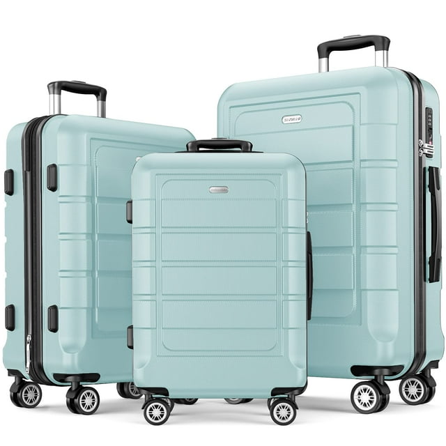 Set de equipaje SHOWKOO expandible de policarbonato y ABS con cierre TSA, color verde menta