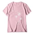 thumbnail image 2 of Hauts d'Été pour Femmes, Blouses Décontractées Élégantes 2024, T-Shirts à Manches Courtes Imprimés, Col Rond, Ample, Rose, 2 of 4
