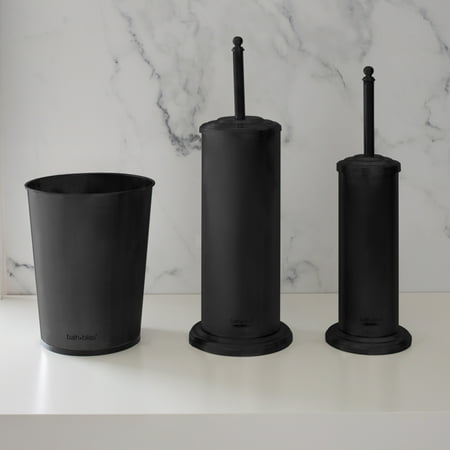 Bath Bliss 3 Piece Deluxe Bathroom Toilet Brush and Plunger Set in Matte Black