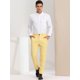 thumbnail image 3 of Pantalones de vestir ajustados con frente plano y bloque de color con estampado geométrico informal para hombre XXL Amarillo Blanco, 3 of 6