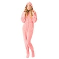 thumbnail image 3 of Big Feet Pjs Pink Hoodie Plush Womens Footed Pajamas Sleeper w/ Drop Seat Sleeper, 3 of 3
