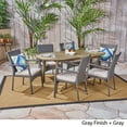 thumbnail image 3 of Christopher Knight Home Stamford Outdoor 7-Piece Acacia Wood Dining Set with Wicker Chairs by  Teak  + Brown + Cream Cushion, 3 of 5