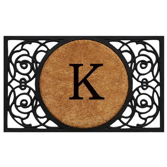 Calloway Mills 180032236K 22 x 36 in. Armada Circle Monogram Rectangular Doormat, Natural & Black - Letter K