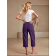 thumbnail image 3 of FAIOROI Cargo Capris for Womens High Waist Cropped Pants Back Elastic Waist Casual Outfits,Purple 3XL, 3 of 5