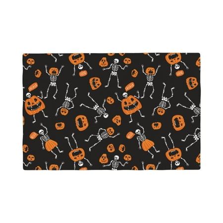 

Placemats Set of 4 skull pumpkins halloween Heat Resistant Non - Slip Place mats Waterproof table mat for Kitchen Dining-6片装