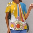 thumbnail image 6 of Nostalgic Vintage Floral Women's Short Sleeve Tops Casual Blouses T Shirt, 6 of 6