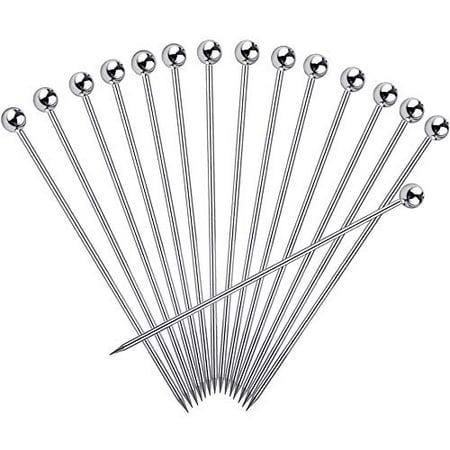 

15PCS Cocktail Picks for Drinks Stainless Steel Cocktail Toothpicks Reusable Cocktail Skewers Garnish Picks Bloody Mary Skewers Metal Martini Picks for Olives Appetizers Fruit (Silver/4.