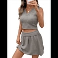 thumbnail image 2 of Conjuntos de Dos Piezas de Punto para Mujer: Suéter, Chaleco, Top y Pantalones Cortos, Ropa de Estar A Juego. Gris L, 2 of 10