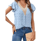 thumbnail image 1 of Blusa de Verano 2025 para Mujer, con Cuello en V, Volantes, Corta, Lunares, Holgada, Tipo Túnica Azul XXL, 1 of 6