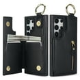 thumbnail image 6 of Cutyskin for Samsung Galaxy S22 Ultra Wallet Case【RFID Blocking】 with Card Holder Cash Pocket Zipper Bills Slot, Soft PU Leather Magnetic Back Folio Kickstand, Finger Ring Holder Hook Case, Black, 6 of 9