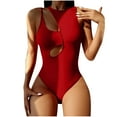 thumbnail image 2 of Blmnix Tummy Control Women Swimwear One Piece Swimsuit Sexy Swimsuits Swimsuits Red Halter Plus Size Bathing Suit,S, 2 of 5