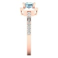 thumbnail image 3 of 0.89 ctw with Simulated Diamond Halo Accents Anniversary Ring for Women | Princess Cut Simulated Blue Diamond | Hyperallergenic Solid 14K Rose Gold, 3 of 5