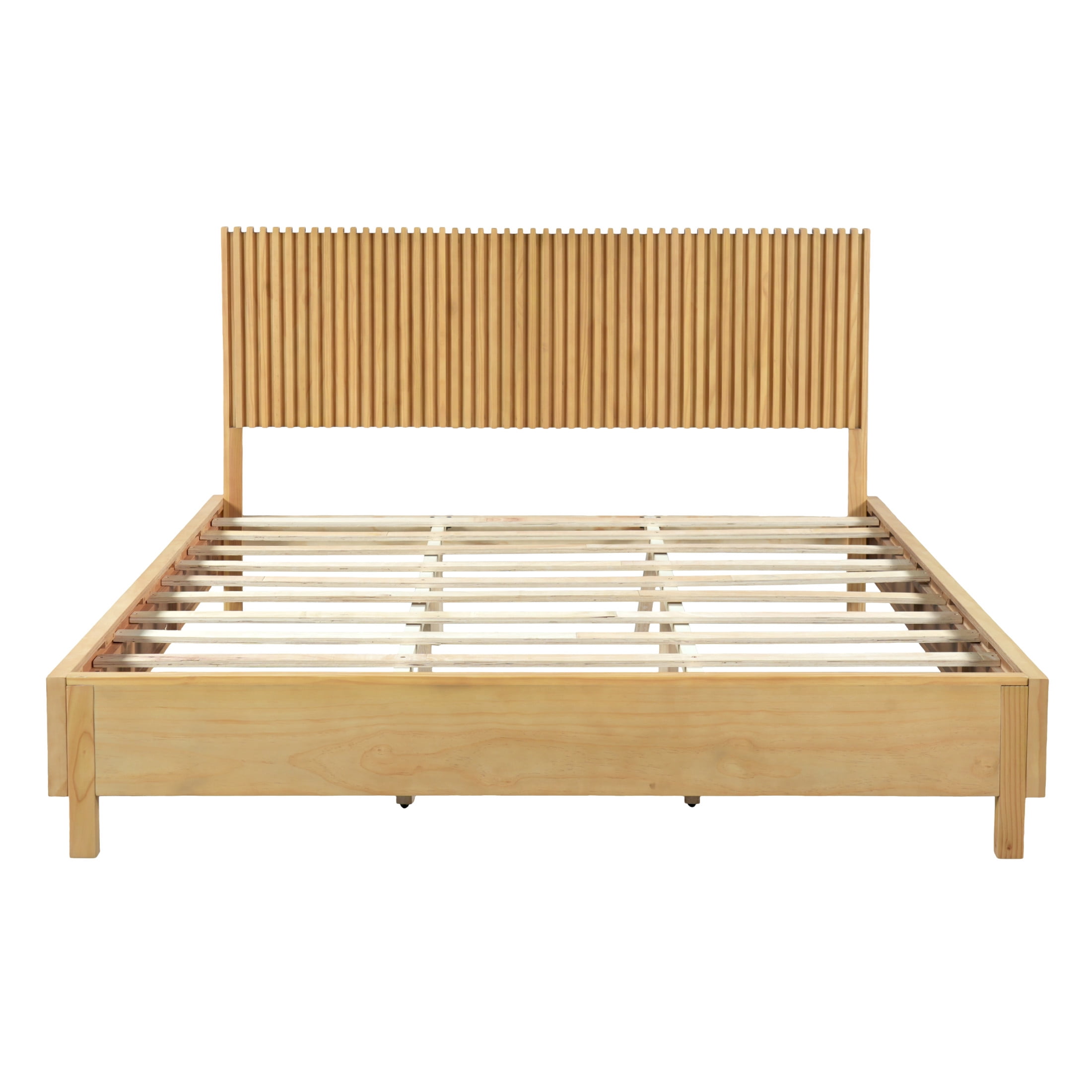 Christopher Knight Home King Platform Bed with Slat Headboard, No Box Spring Required, Natural