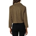 thumbnail image 3 of INSPIRE CHIC Women's Coat Faux Suede Collared Vintage Long Sleeve Button Down Crop Jacket S Brown, 3 of 6