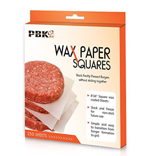 Hamburger Patty Paper Sheets, Wax Paper Squares 250 pcs 6' x 6' Non-Stick