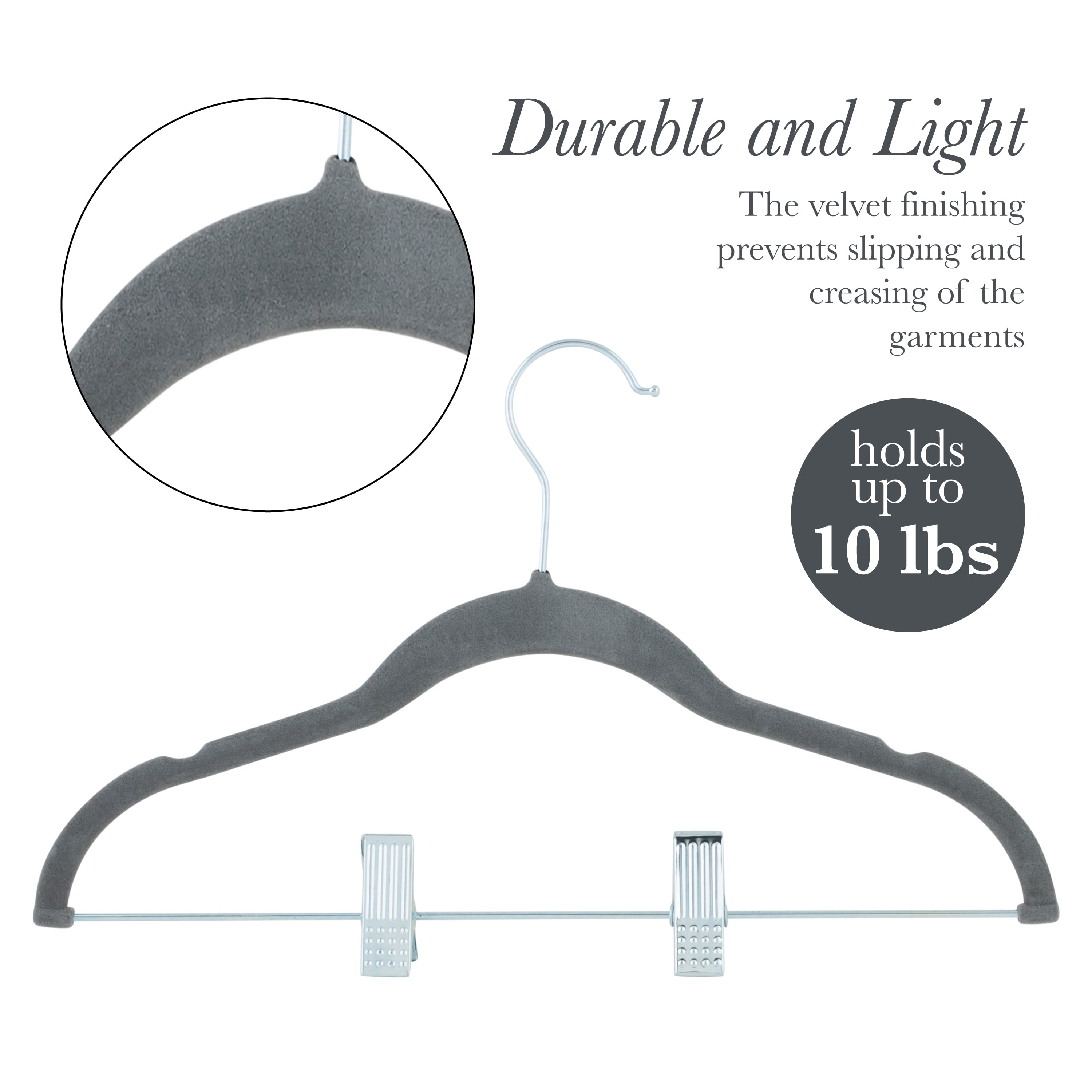 Simplify 24 Pack Children's Velvet Hangers in Grey
